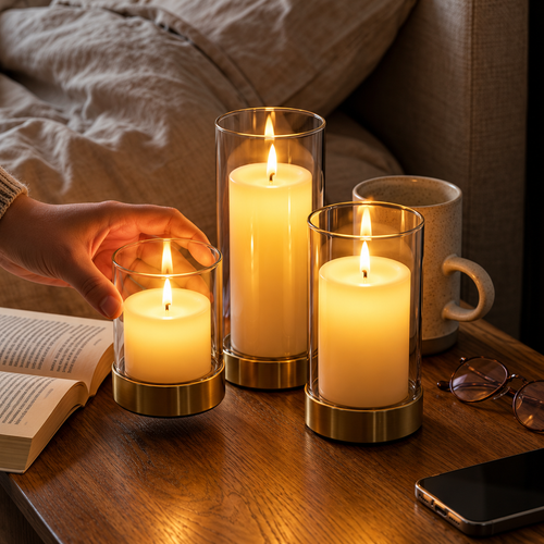 Hurricane Glass Candle Holder Set