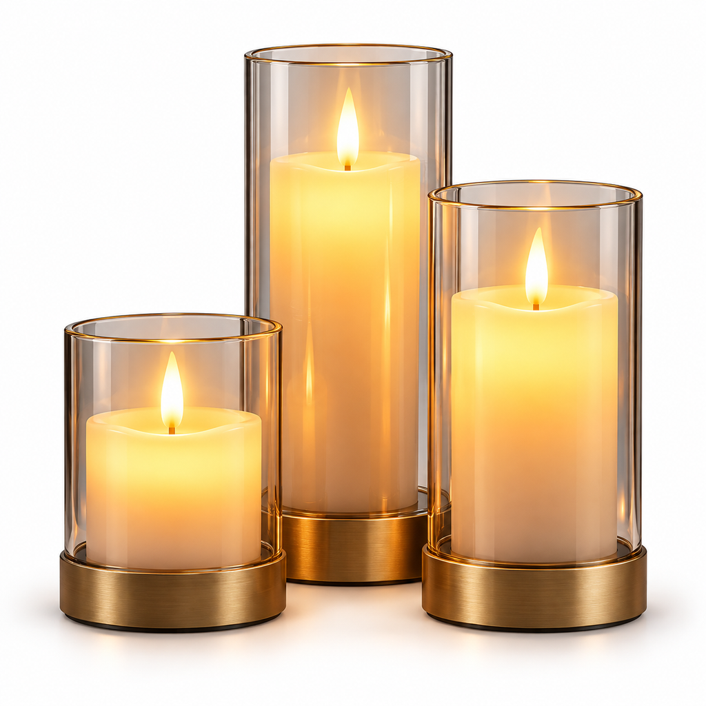 Hurricane Glass Candle Holder Set