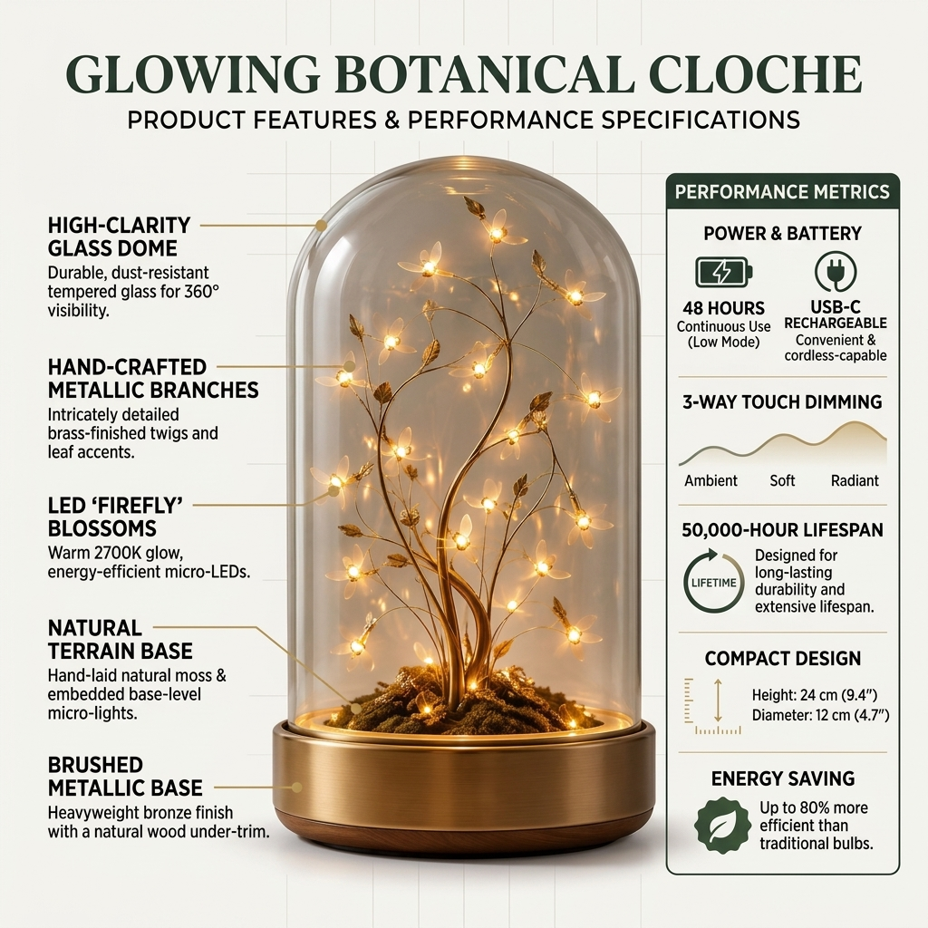 Glowing Flower Tree Glass Dome Lamp
