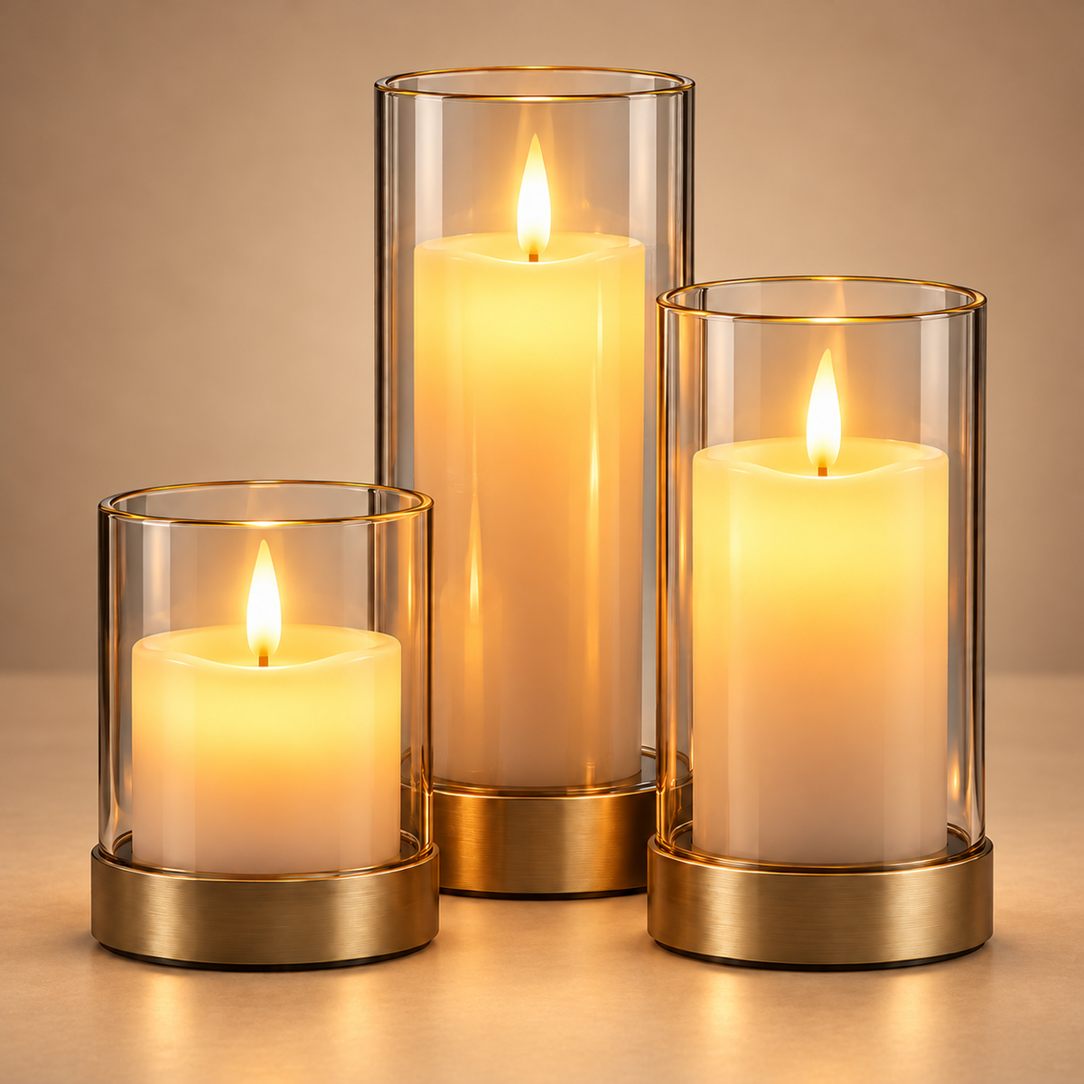 Hurricane Glass Candle Holder Set