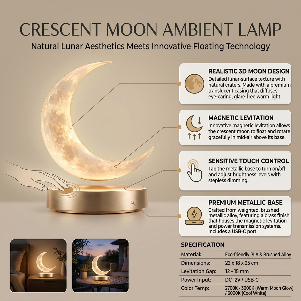 Floating Crescent Moon Lamp